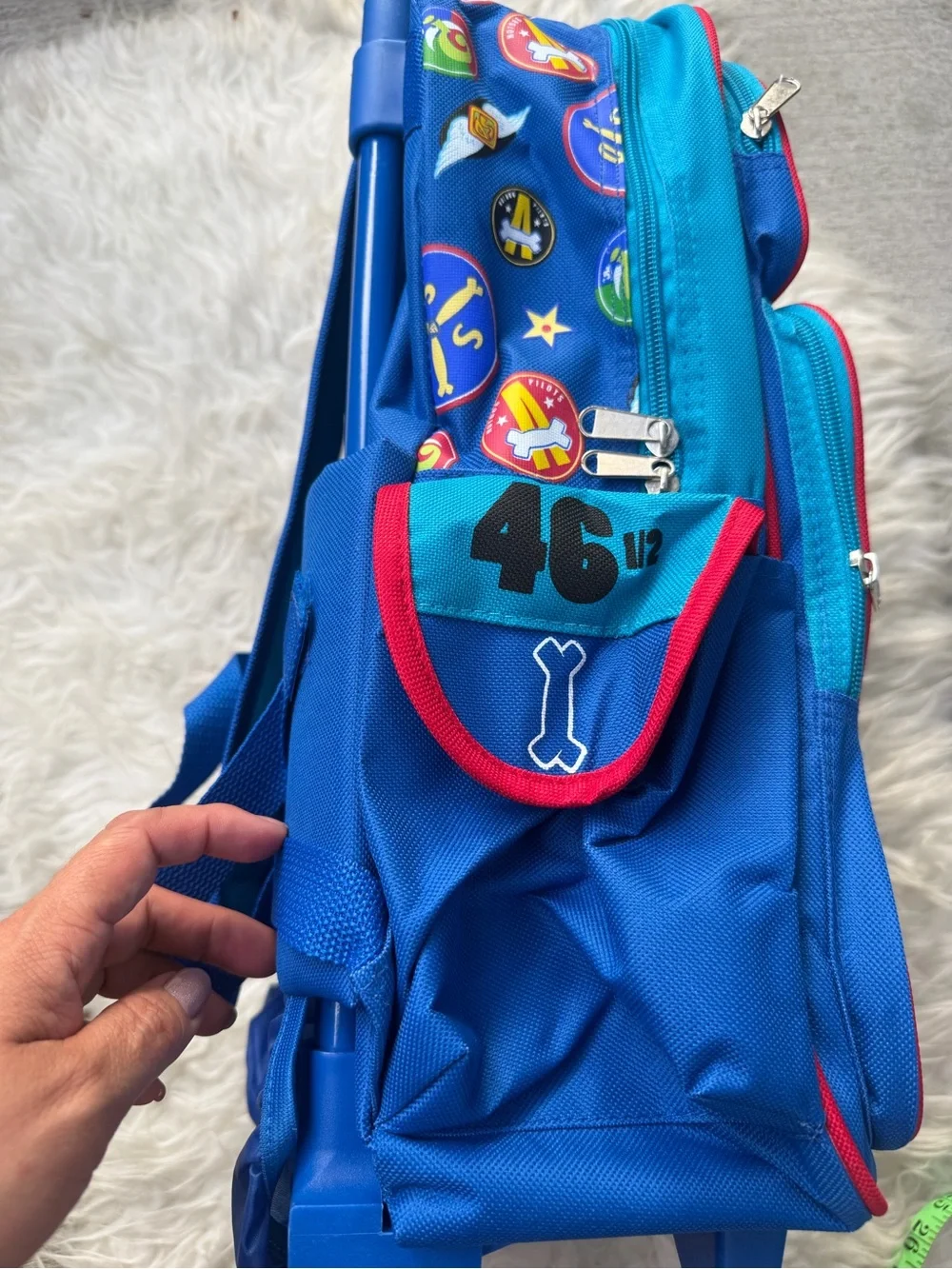 Kids Blue Trolley Backpack  2YK with Plane Graphic